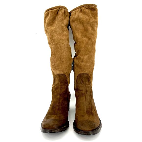 Prada brown suede‎ colorblock riding boots (35.5 / US 5) - Picture 2 of 13